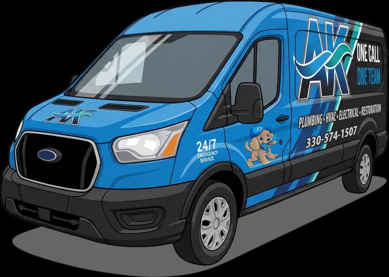 AK Plumbing, HVAC, Electrical & Restoration service van