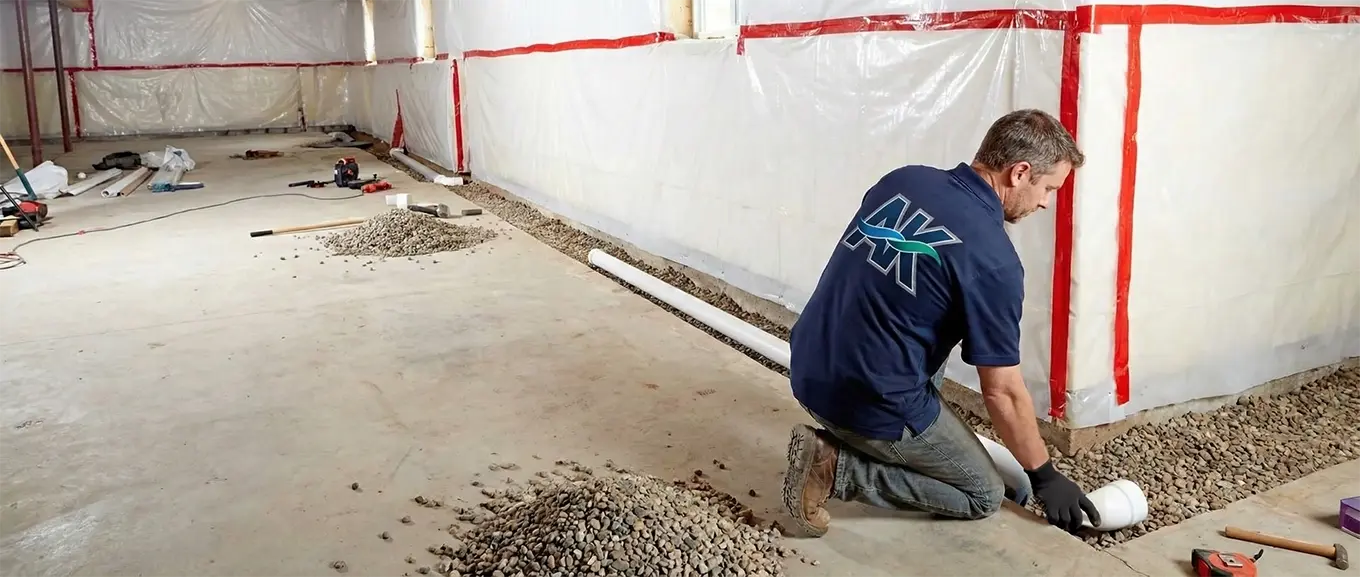 Professional French drain installation